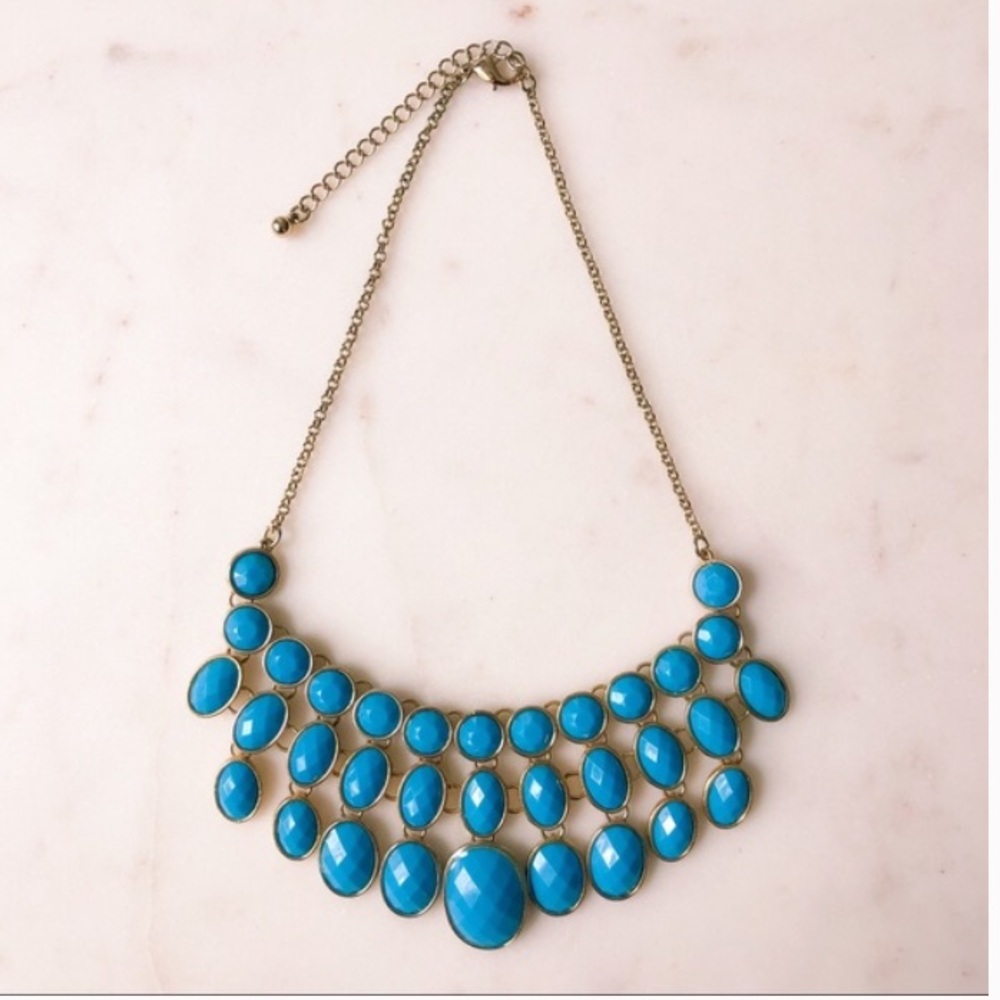 H&M Blue Bib Necklace with Teardrop Beads